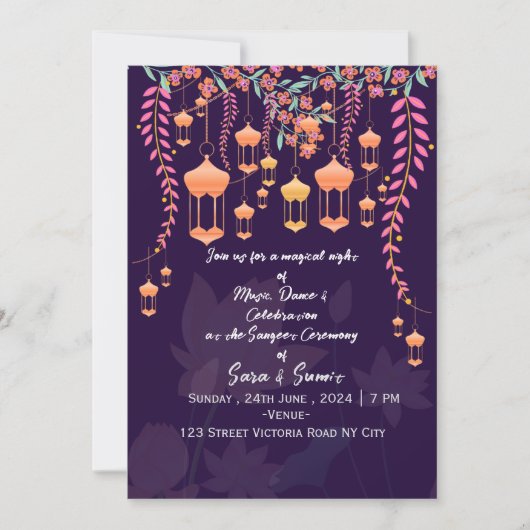 Indian Wedding Sangeet Night Invitations  Einladung (Vorderseite)