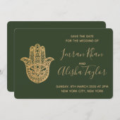 Indian Wedding Save the date Gold hamsa Henna (Vorne/Hinten)