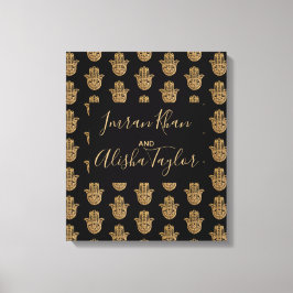 Indian Wedding Save the date Gold hamsa Henna Leinwanddruck