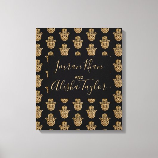 Indian Wedding Save the date Gold hamsa Henna Leinwanddruck (Vorderseite)