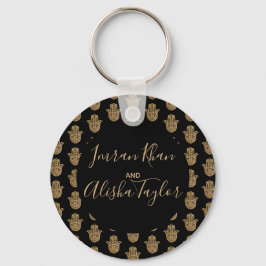 Indian Wedding Save the date Gold hamsa Henna Schlüsselanhänger