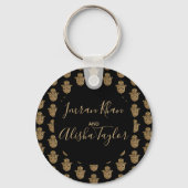 Indian Wedding Save the date Gold hamsa Henna Schlüsselanhänger (Rückseite)