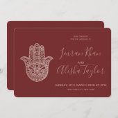 Indian Wedding Save the date Rose Gold hamsa Henna (Vorne/Hinten)