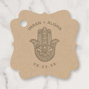 Indian Wedding Silver hamsa Henna Favor Tags Geschenkanhänger