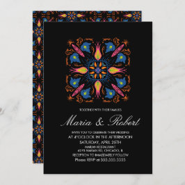 Indian Wedding Theme Elephant Floral Black Einladung