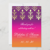 Indian Wedding Tischnummer Card Lila Orange (Vorderseite)
