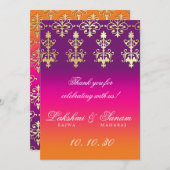 Indian Wedding Tischnummer Card Lila Orange (Vorne/Hinten)
