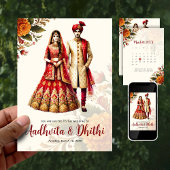 Indian Wedding with Traditional Bride & Groom Einladung