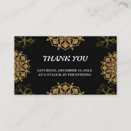 Indian Wedite Invite Damask Gold Winter Black Begleitkarte