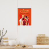 Indian Wedle Couple Begrüßungszeichen Poster (Küche)