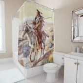 "Indian With Spear" Cowboy Art von Charles Russell Duschvorhang (Beispiel)