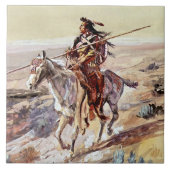 "Indian With Spear" Cowboy Art von Charles Russell Fliese (Vorderseite)