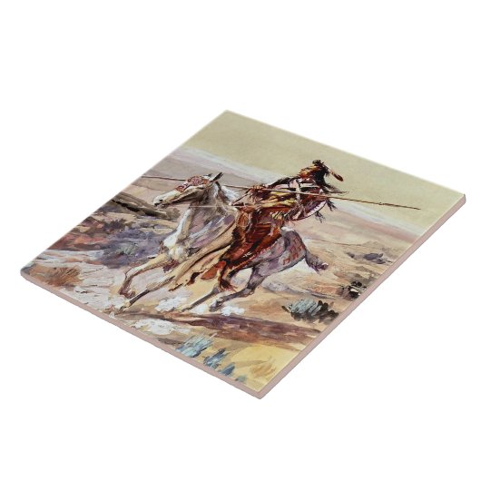 "Indian With Spear" Cowboy Art von Charles Russell Fliese (Seite)