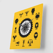 Indian Zodiac Geometric - 12 Vedic Signs Quadratische Wanduhr (Winkel)