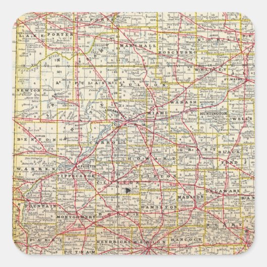 Indiana 7 quadratischer aufkleber (Vorderseite)