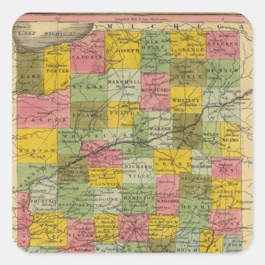 Indiana 9 quadratischer aufkleber (Vorderseite)