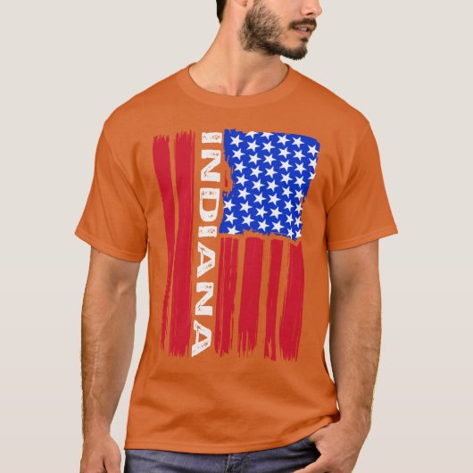 Indiana Amerika Flagge T-Shirt (Vorderseite)