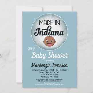 Indiana Baby Dusche African American Blue Baby Einladung