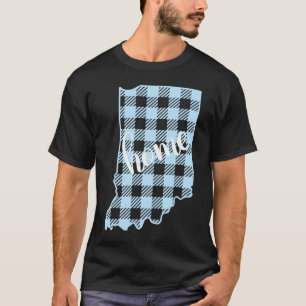 Indiana Buffalo Kariert Zuhause Staat Country Blue T-Shirt