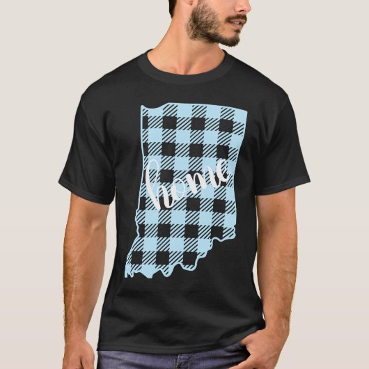 Indiana Buffalo Plaid Home State Country Blue West T-Shirt (Vorderseite)