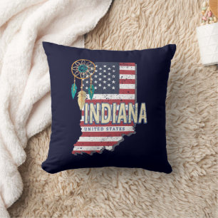 Indiana Bundesstaat Vereinigte Staaten Retro-Karte Kissen