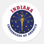 INDIANA CROSSROADS STAAT FLAG RUNDER AUFKLEBER (Vorderseite)