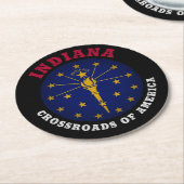 INDIANA CROSSROADS STAAT FLAG RUNDER PAPPUNTERSETZER (Angewinkelt)