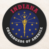 INDIANA CROSSROADS STAAT FLAG RUNDER PAPPUNTERSETZER (Vorderseite)