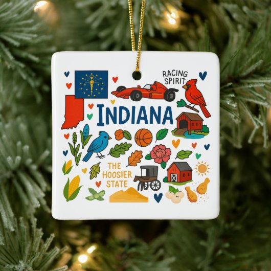 Indiana Custom Family Trip Christmas Keramikornament (Baum)