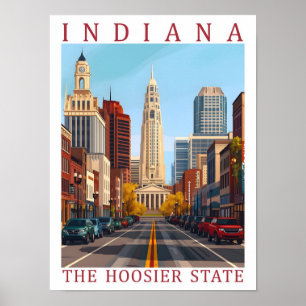 Indiana der Hoosier-Staat USA Reiseort Poster