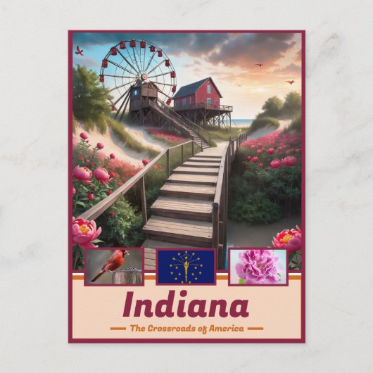 Indiana Dreamscape: Surreal Staat Masterpiece Postkarte (Vorderseite)