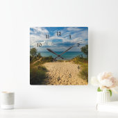 Indiana Dunes, Lake Michigan Quadratische Wanduhr (Zuhause)