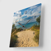 Indiana Dunes, Lake Michigan Quadratische Wanduhr (Winkel)