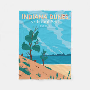 Indiana Dunes National Park Vintage Fleecedecke
