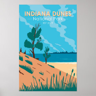 Indiana Dunes Nationalpark im Vintage-Stil Poster