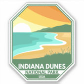 Indiana Dunes Nationalpark Minimal Retro Emblem Aufkleber (Vorderseite)