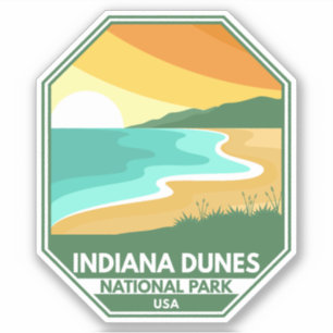 Indiana Dunes Nationalpark Minimal Retro Emblem Aufkleber