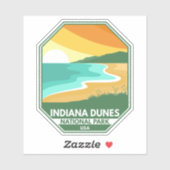 Indiana Dunes Nationalpark Minimal Retro Emblem Aufkleber (Blatt)