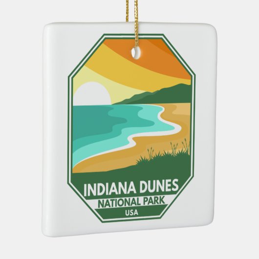 Indiana Dunes Nationalpark Minimal Retro Emblem Keramikornament (Rechts)