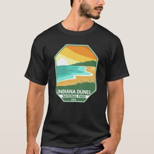 Indiana Dunes Nationalpark Minimal Retro Emblem T-Shirt (Vorderseite)