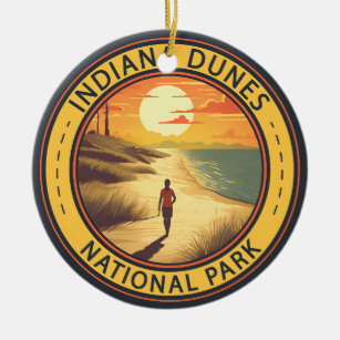 Indiana Dunes Nationalpark Reisen Vintag Keramik Ornament