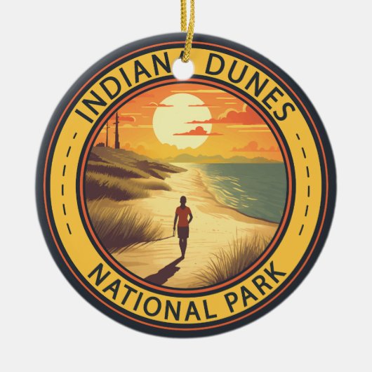 Indiana Dunes Nationalpark Reisen Vintag Keramik Ornament (Vorne)