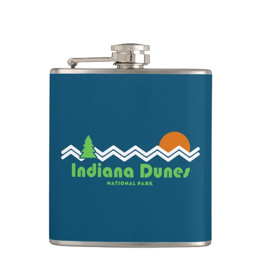 Indiana Dunes Nationalpark Retro Flachmann (Vorderseite)