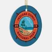 Indiana Dunes Nationalpark Retro Kompass Emblem Keramik Ornament (Rechts)