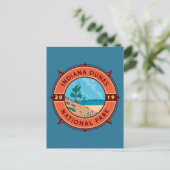 Indiana Dunes Nationalpark Retro Kompass Emblem Postkarte (Stehend Vorderseite)