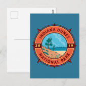 Indiana Dunes Nationalpark Retro Kompass Emblem Postkarte (Vorne/Hinten)