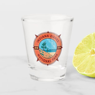 Indiana Dunes Nationalpark Retro Kompass Emblem Schnapsglas