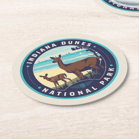 Indiana Dunes Nationalpark Runder Pappuntersetzer (Angewinkelt)