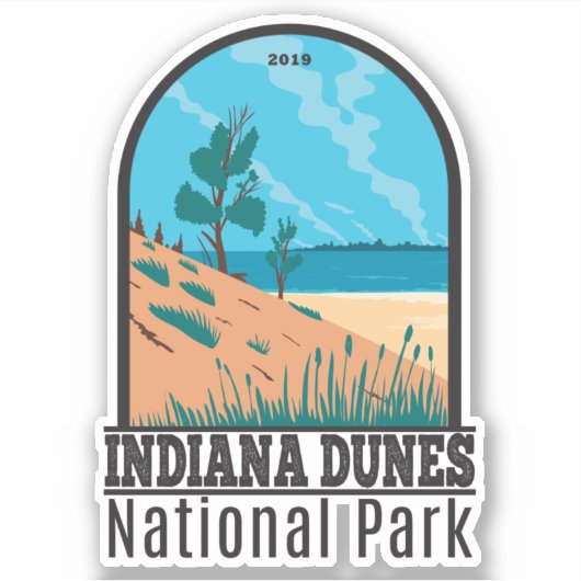 Indiana Dunes Nationalpark Vintag Aufkleber (Vorderseite)