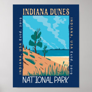 Indiana Dunes Nationalpark Vintag gefährdet Poster